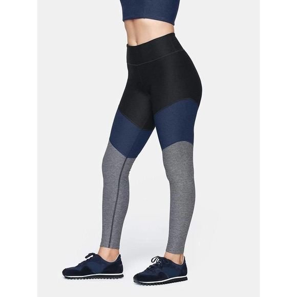 Outdoor Voices Leggings XS 7/8 Spring Black Blue Gray Colorblock High Rise - Picture 1 of 12